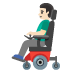 man in motorized wheelchair, light skin tone